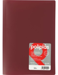 CARPETA Fº 10 FUNDAS SOLDADAS OPACAS GRANATE POLIPLAS